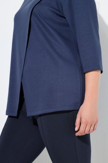 Plus size veliki brojevi Majica 3/4 rukava asimetričnog kroja za punije