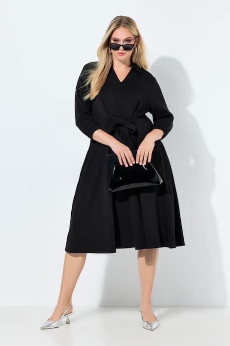 Plus size veliki brojevi Haljina midi 3/4 rukava za punije