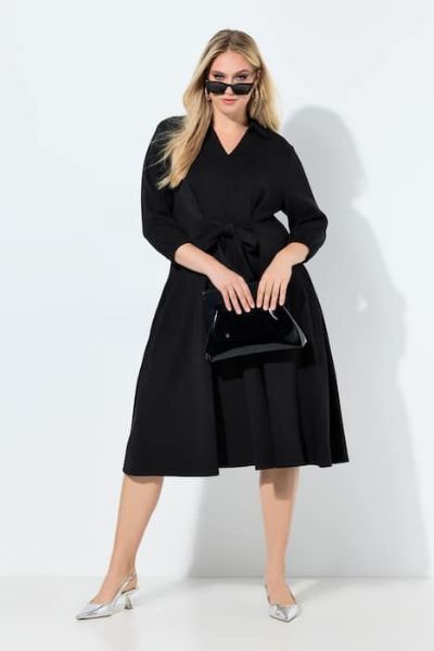 Veliki brojevi Haljina midi 3/4 rukava moda za punije