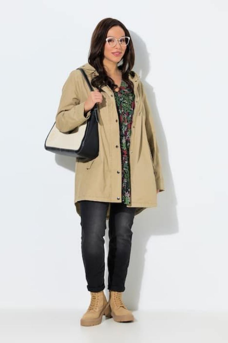 Plus size veliki brojevi Parka s kapuljačom A kroja za punije