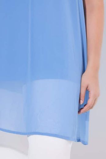 Plus size veliki brojevi Tunika svečana bez rukava s perlama na ovratniku za punije