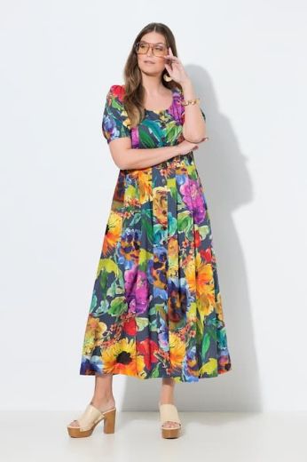 Plus size veliki brojevi Haljina maxi kratkih rukava okruglog ovratnika za punije