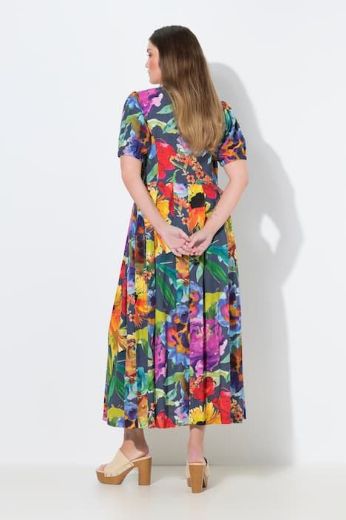 Plus size veliki brojevi Haljina maxi kratkih rukava okruglog ovratnika za punije