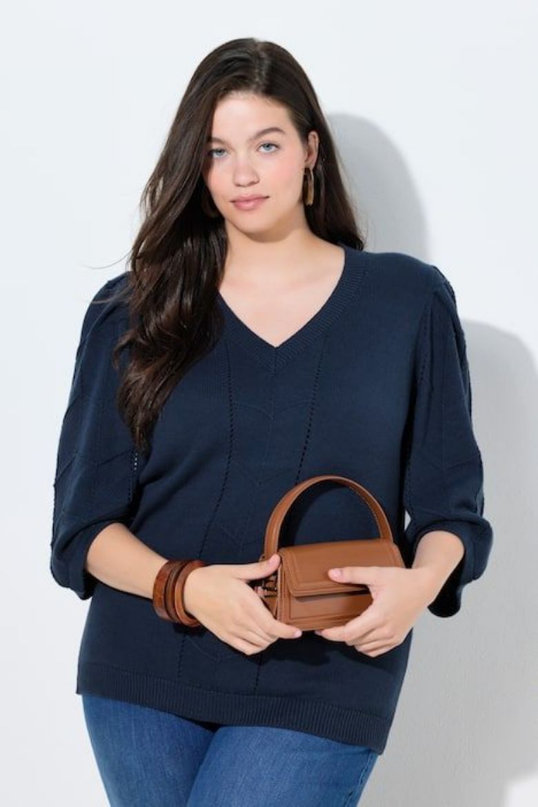 Plus size veliki brojevi Pulover 3/4 rukava V ovratnika za punije