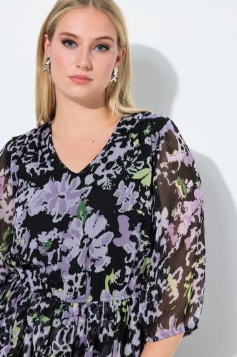 Plus size veliki brojevi Haljina midi 3/4 rukava A kroja za punije