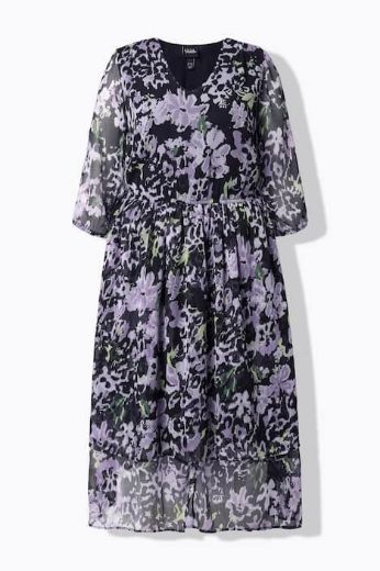 Plus size veliki brojevi Haljina midi 3/4 rukava A kroja za punije