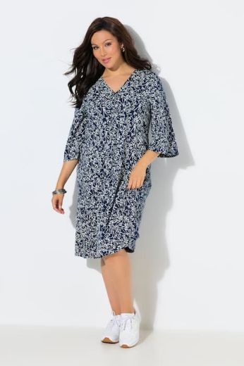 Plus size veliki brojevi Haljina midi 3/4 rukava za punije