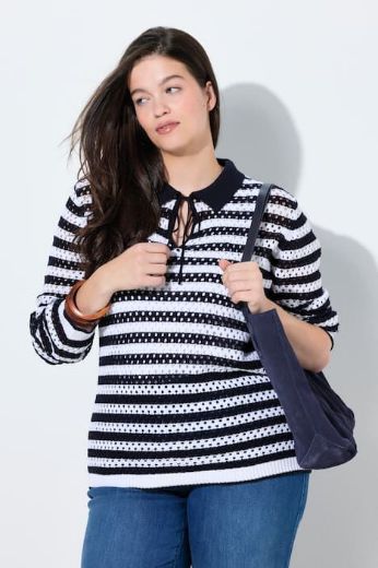 Plus size veliki brojevi Pulover dugih rukava na pruge za punije