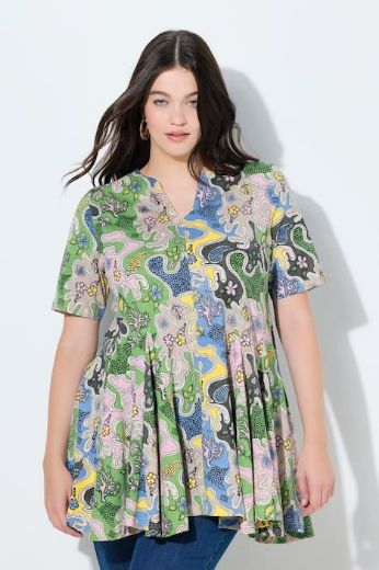 Plus size veliki brojevi Tunika kratkih rukava A kroja za punije