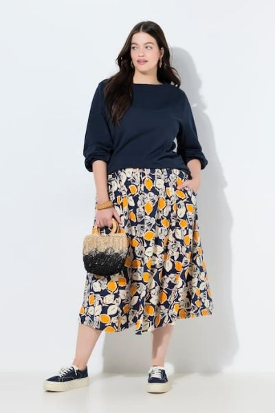 Veliki brojevi Suknja midi elastičnog struka moda za punije