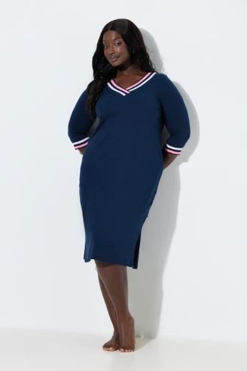 Plus size veliki brojevi Spavaćica s V izrezom na pruge za punije