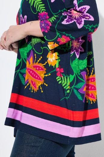 Plus size veliki brojevi Majica A kroja  s 3/4 rukavima cvjetnog printa za punije