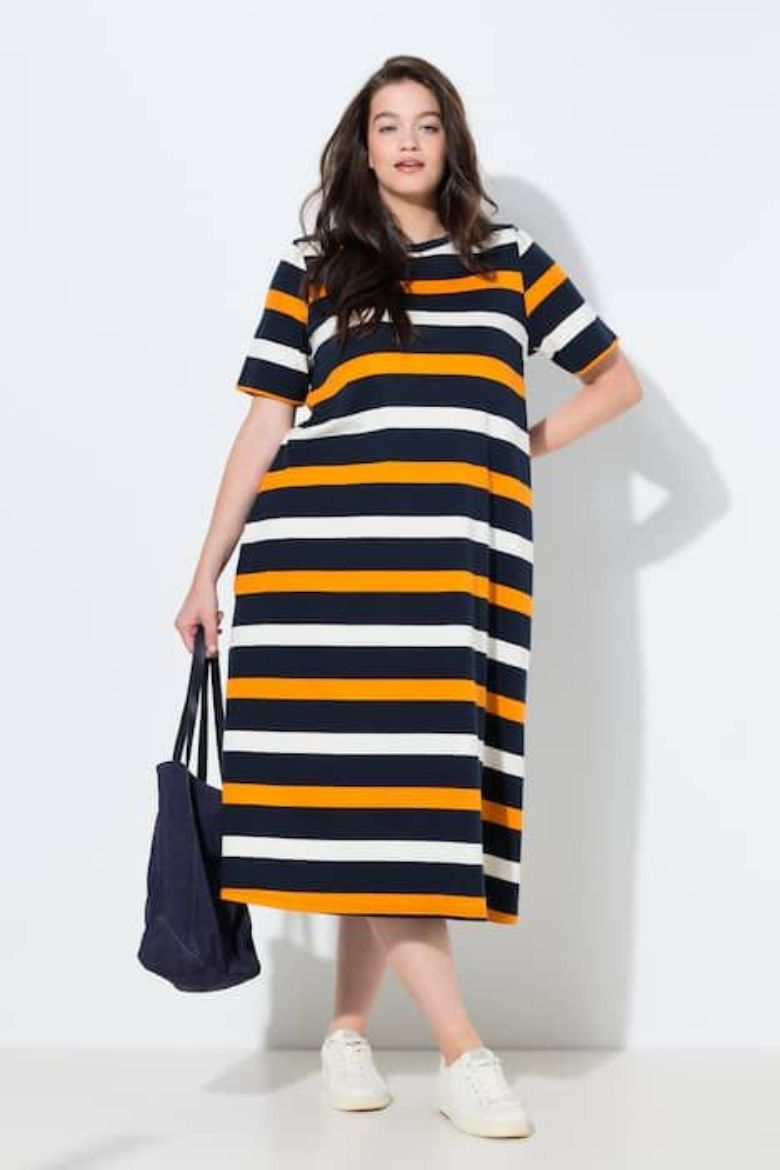 Plus size veliki brojevi Haljina midi kratkih rukava za punije