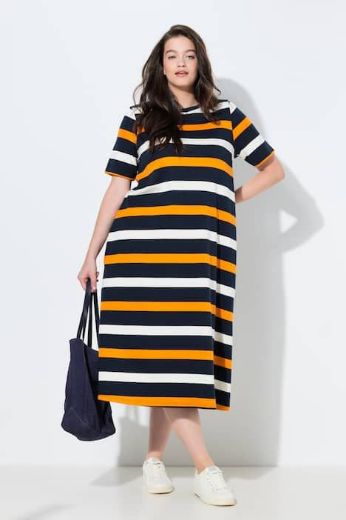 Plus size veliki brojevi Haljina midi kratkih rukava za punije