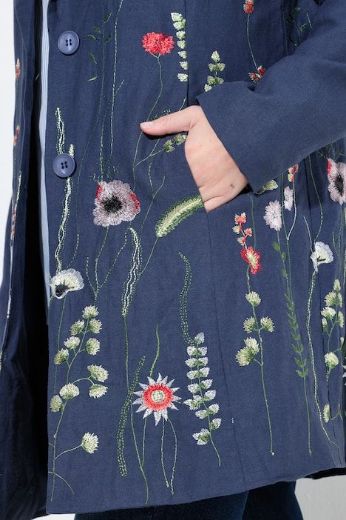 Plus size veliki brojevi Sako od mješavine lana dužeg kroja za punije