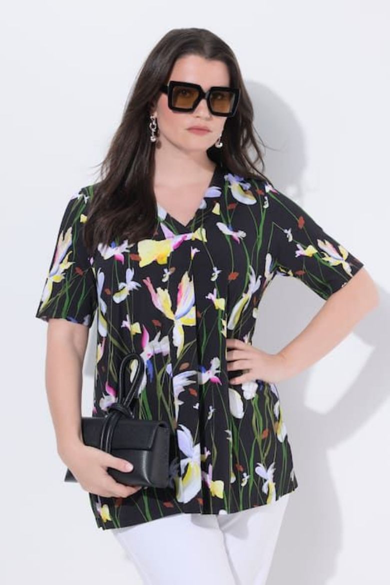 Plus size veliki brojevi Majica kratkih rukava V ovratnika za punije