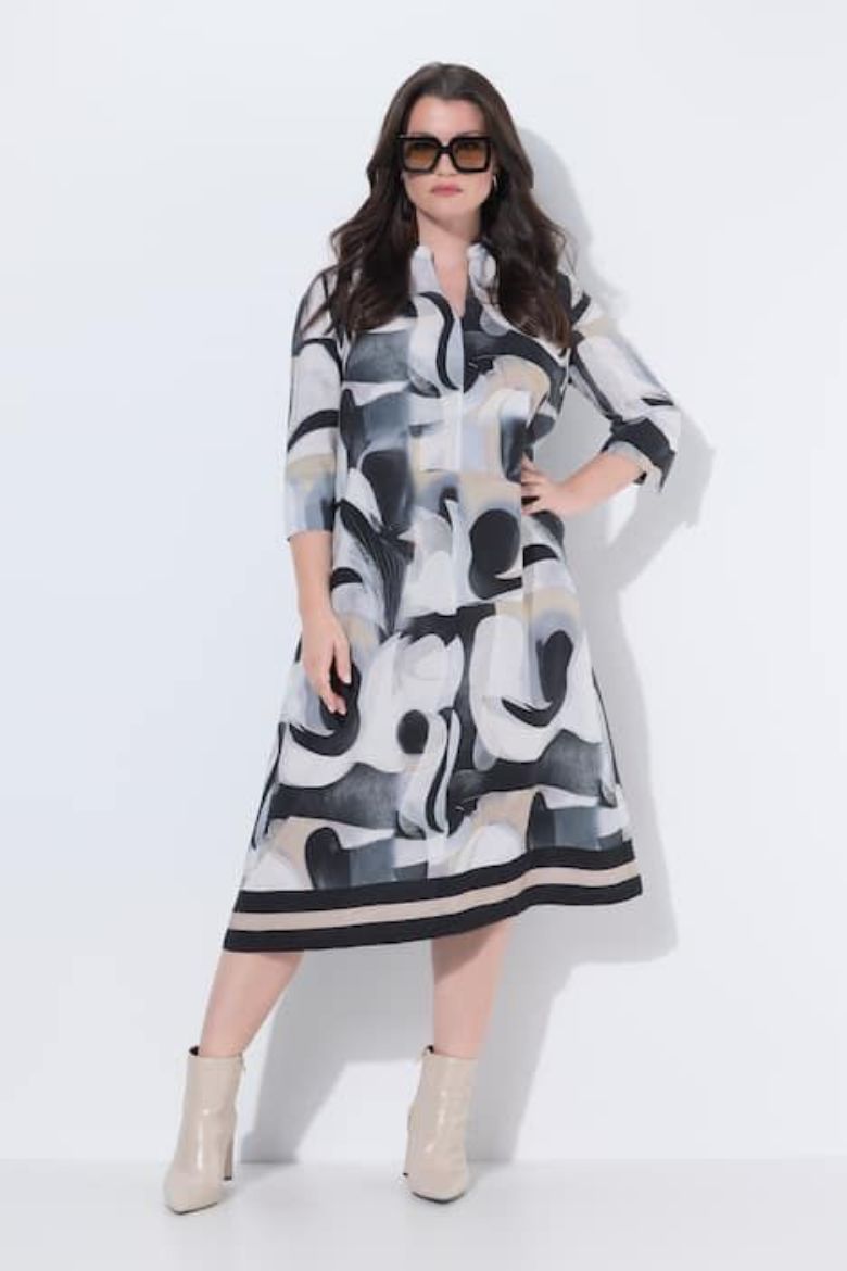 Plus size veliki brojevi Haljina midi 3/4 rukava za punije