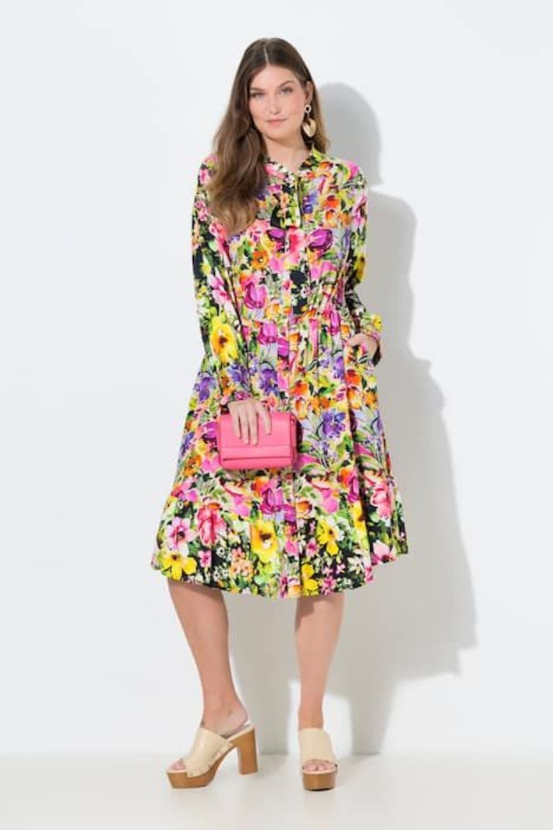 Plus size veliki brojevi Haljina midi dugih rukava za punije