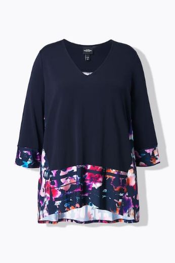 Plus size veliki brojevi Majica 3/4 rukava V ovratnika za punije