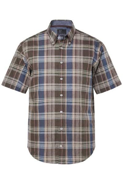 Veliki brojevi Košulja kratkih rukava karirana lanena moda za punije