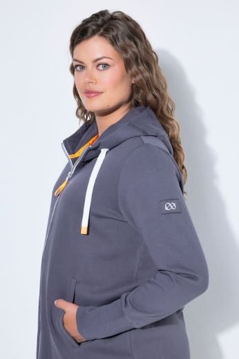 Plus size veliki brojevi Majica dugih rukava s patentnim zatvaračem i kapuljačom dužeg kroja za punije