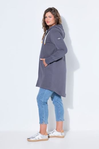 Plus size veliki brojevi Majica dugih rukava s patentnim zatvaračem i kapuljačom dužeg kroja za punije