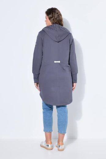 Plus size veliki brojevi Majica dugih rukava s patentnim zatvaračem i kapuljačom dužeg kroja za punije