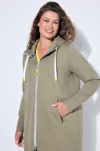 Plus size veliki brojevi Majica dugih rukava s patentnim zatvaračem i kapuljačom dužeg kroja za punije