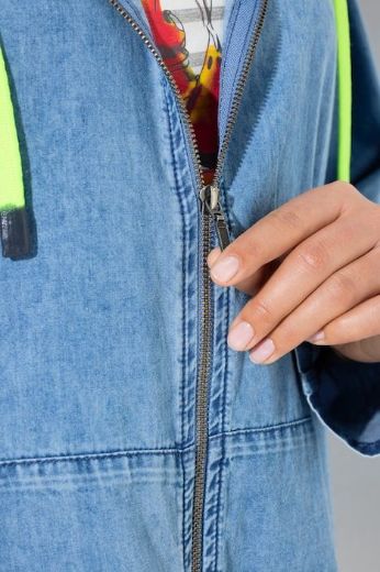 Plus size veliki brojevi Jakna lagana od trapera s kapuljačom za punije
