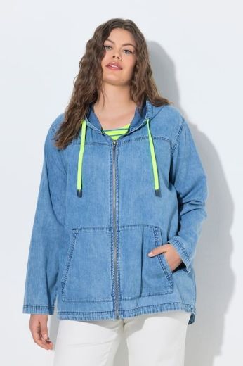 Plus size veliki brojevi Jakna lagana od trapera s kapuljačom za punije