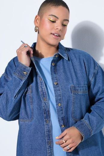 Plus size veliki brojevi Košilja traper šireg kroja za punije