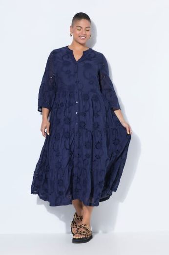 Plus size veliki brojevi Haljina maxi 3/4 rukava na volane za punije