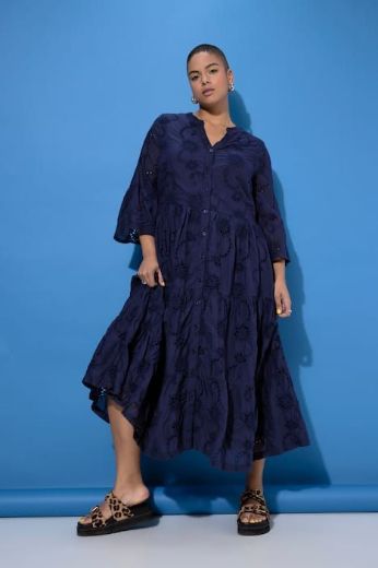 Plus size veliki brojevi Haljina maxi 3/4 rukava na volane za punije