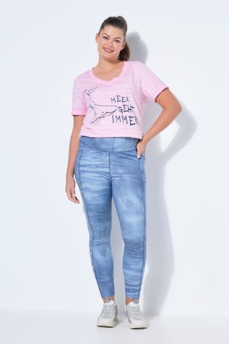 Plus size veliki brojevi Hlače dugih nogavica elastičnog struka traper uzorak za punije