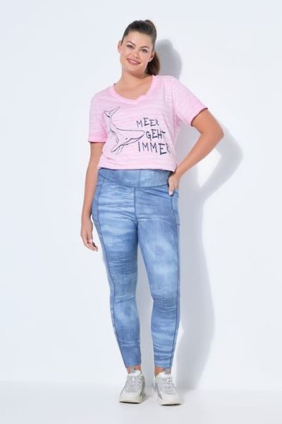 Veliki brojevi Hlače dugih nogavica elastičnog struka traper uzorak moda za punije