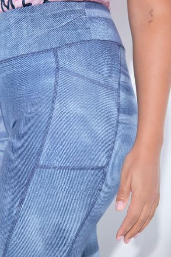 Plus size veliki brojevi Hlače dugih nogavica elastičnog struka traper uzorak za punije