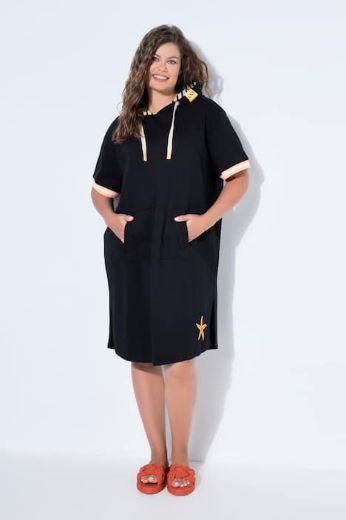 Plus size veliki brojevi Haljina 1/2 rukavi s kapuljačom za punije