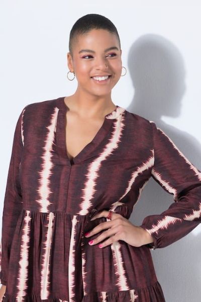 Veliki brojevi Haljina midi  dugih rukava V izreza moda za punije