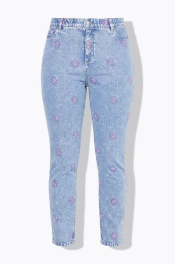 Plus size veliki brojevi Hlače traper dugih nogavica povišenog struka za punije