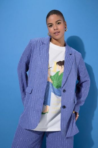 Plus size veliki brojevi Sako šireg kroja na pruge za punije