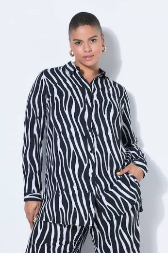 Plus size veliki brojevi Košulja dugih rukava ravnog kroja zebra uzorka za punije