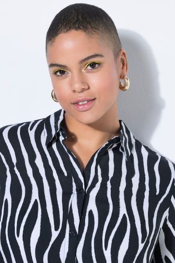 Plus size veliki brojevi Košulja dugih rukava ravnog kroja zebra uzorka za punije