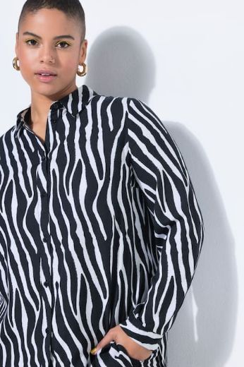 Plus size veliki brojevi Košulja dugih rukava ravnog kroja zebra uzorka za punije