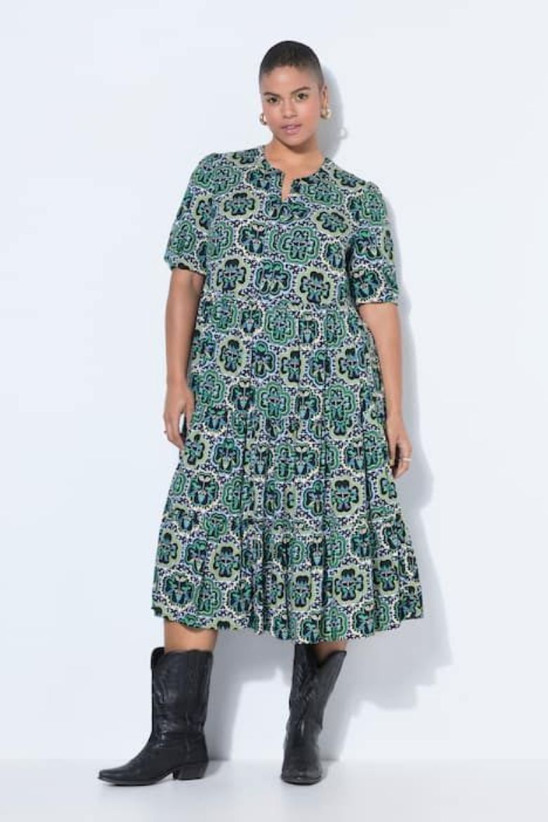 Plus size veliki brojevi Haljina maxi kratkih rukava A kroja za punije