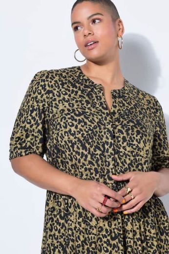 Plus size veliki brojevi Haljina midi kratkih rukava A kroja za punije