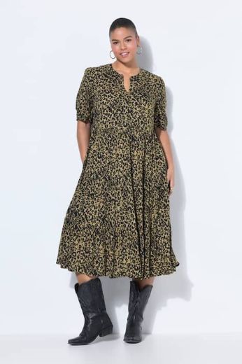 Plus size veliki brojevi Haljina midi kratkih rukava A kroja za punije