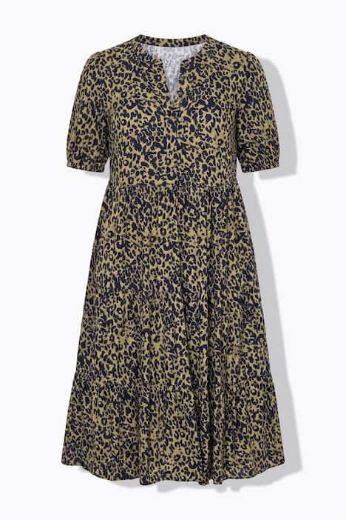 Plus size veliki brojevi Haljina midi kratkih rukava A kroja za punije