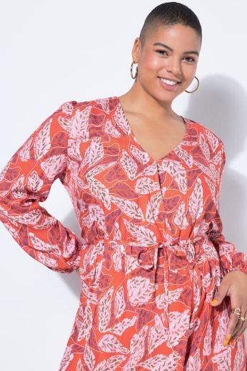 Plus size veliki brojevi Haljina midi dugih rukava A kroja za punije