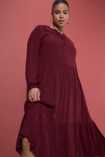 Plus size veliki brojevi Haljina midi dugih rukava A kroja za punije