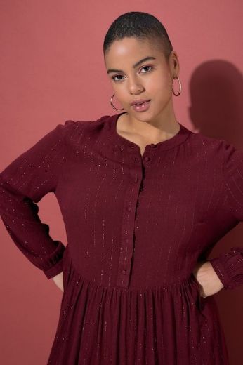 Plus size veliki brojevi Haljina midi dugih rukava A kroja za punije